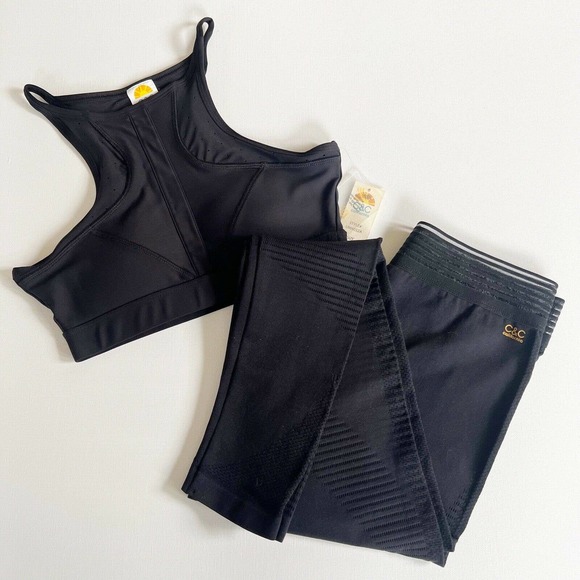 C&C California Pants - C&C CALIFORNIA | Sz S Sports Bra + Leggings Set Athletic Yoga Fitness Black